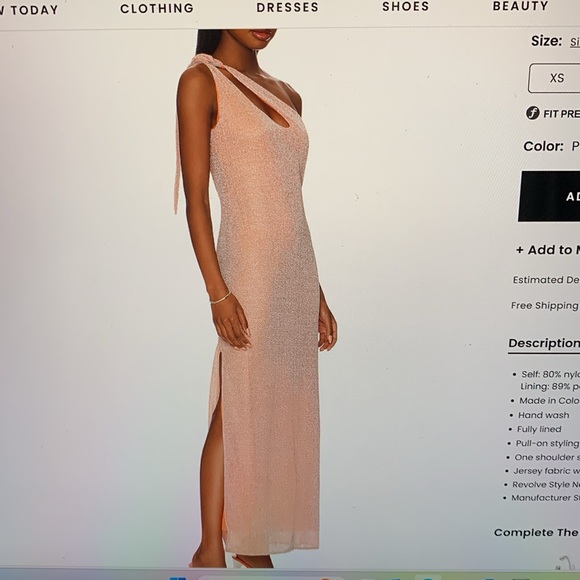 Revolve Taki Maxi Dress, One Shoulder Split - Picture 1 of 7